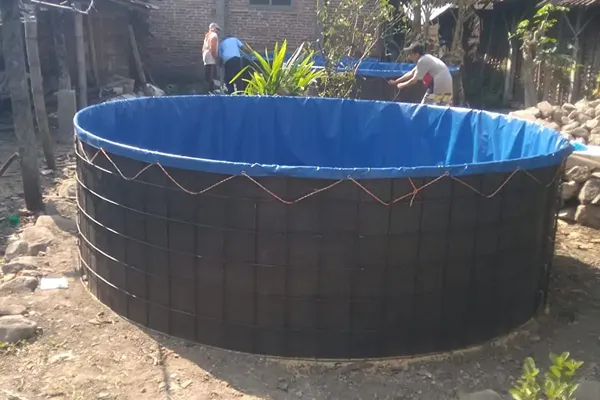 pemasangan kolam terpal bulat